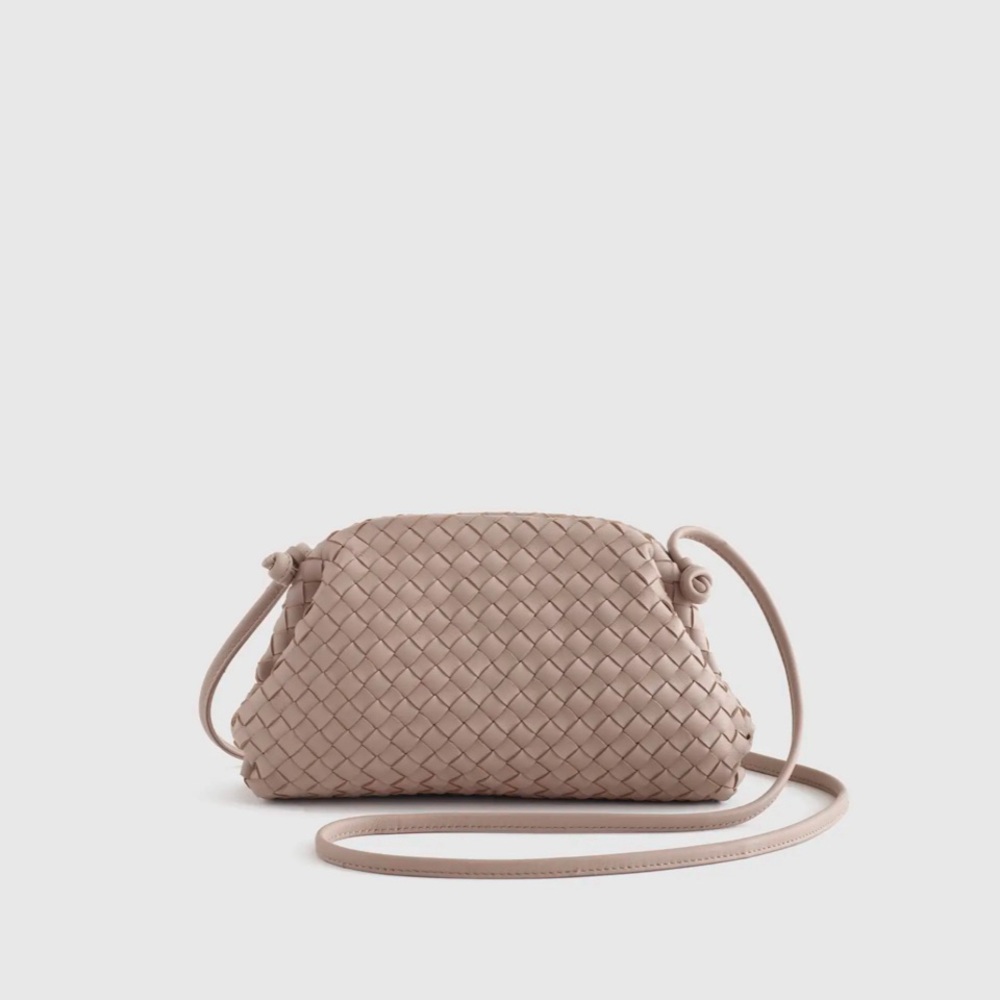 Italian Leather Handwoven Pouch Crossbody Clutch